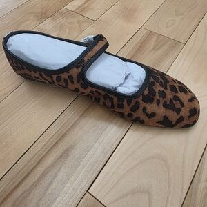 Leopard Print Strap Flats